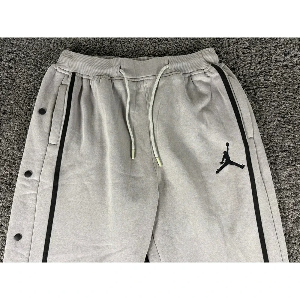 Jordan Flight Club Mens Snap Away Sweat Pants Grey Black Stripe 30x29 Jumpman